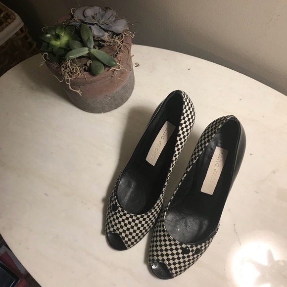 Marc by Marc Jacobs Checkered Open Toe Heels - Picture 2 of 5